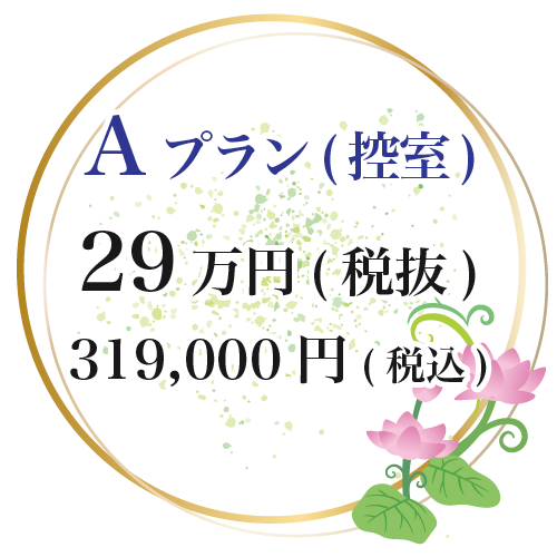 Aプラン(控室) 29万円(税抜) 319,000円(税込)